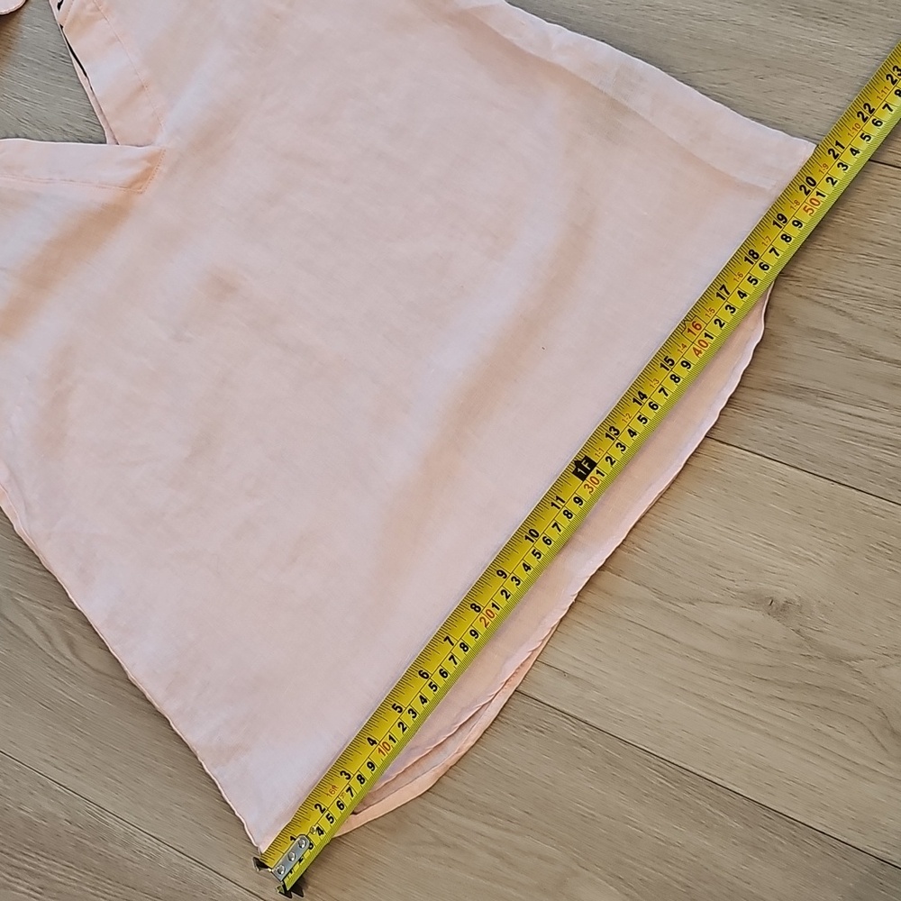 Harve Benard Linen Light Pink Sleeveless V-Neck & Open Back Blouse, Small - Picture 15 of 15